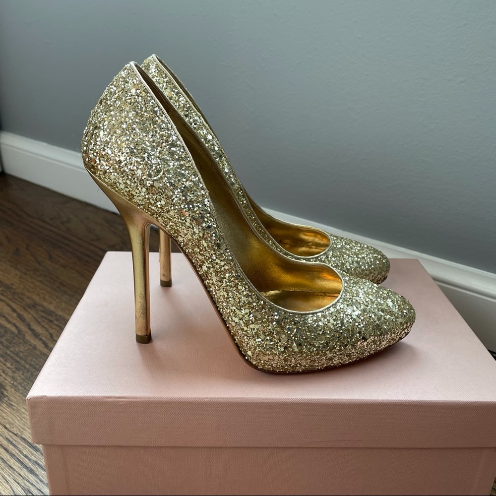 Miu Miu Argento gold glitter heels